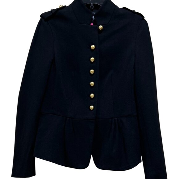 🎄NWT Vince Camuto VINTAGE Women Military Blazer Jacket Black Gold ButtonRARE XS - Picture 1 of 4